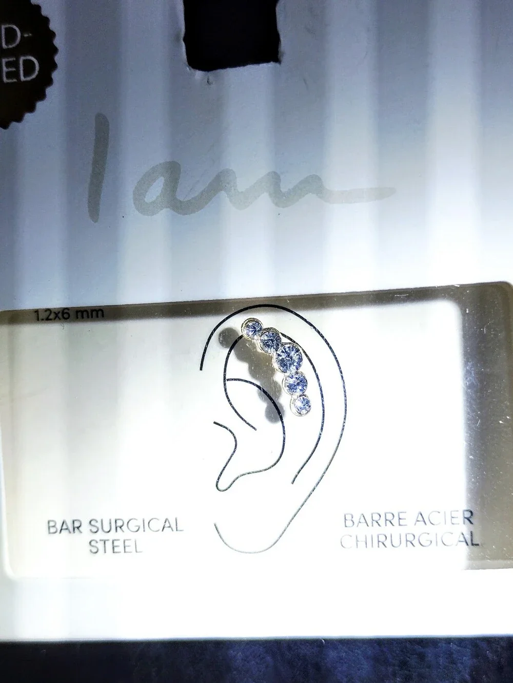 💎*Silver Gold Plated SURGICAL STEEL CRySTALS EAR Bar!💎
